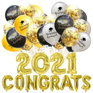 1-15pcs Graduation Balloons Gold Silver Black Latex Balloon