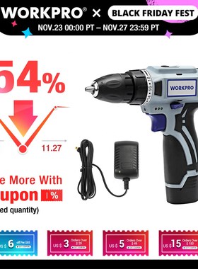 WORKPRO 12V Cordless Drill Electric Screwdriver Mini Wireles