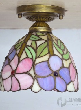 Tiffany Frangipani Ceiling Lamp Stained Glass Lampshade Coun