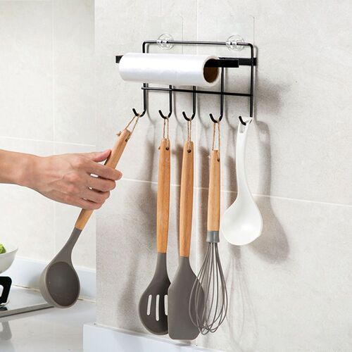 5 Hooks Wardrobe Towel Paper Racks Kitchen Hanger Organizer
