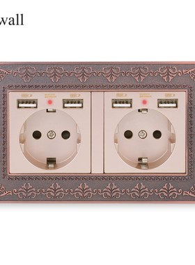 COSWALL 2 Gang Russia Spain EU Standard Wall Socket With 4