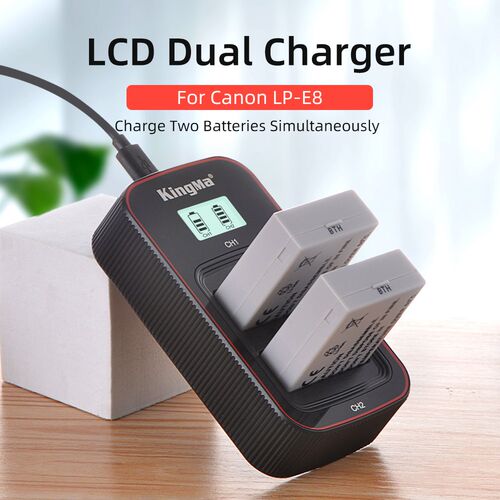 LP-E8 Battery Charger LCD Dual USB Charger for Canon LP-E8 B