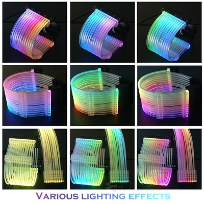 PSU Extension Cable RGB, ATX 24Pin GPU 8Pin Triple Streamer