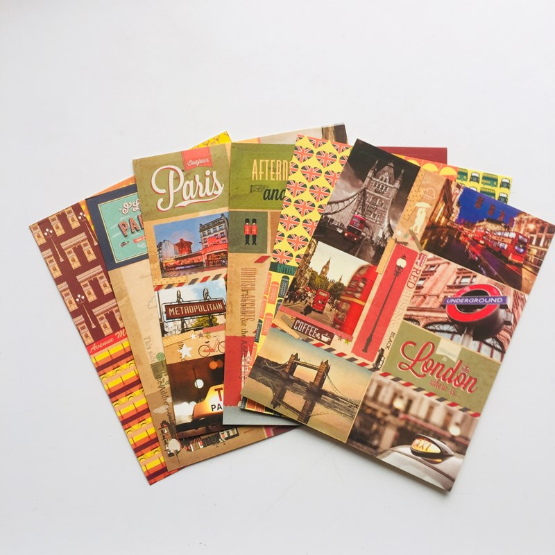 3Sheets /Pack Stylish London Paris Paper Adhesive Stickers
