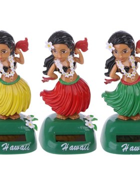 Car Ornaments Hawaii Girl Hula Shaking Head Toy Solar Powere
