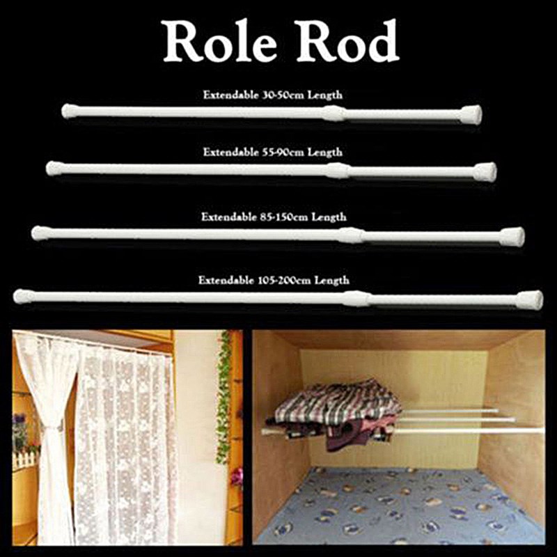 Extendable Curtain-Rail-Pole-Rod Tension Telescopic Bathroom
