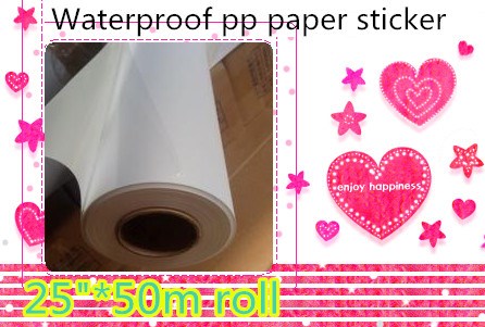 25in Water resistant PP inkjet paper sticker roll for pigme