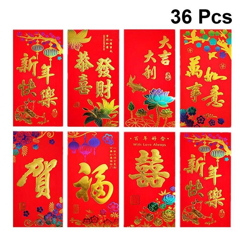36pcs chinese red envelope creative hongbao new year spring
