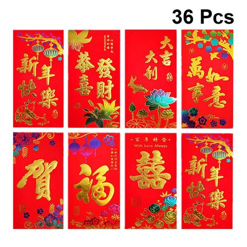 36pcs Chinese Red Envelope Creative Hongbao New Year Spring