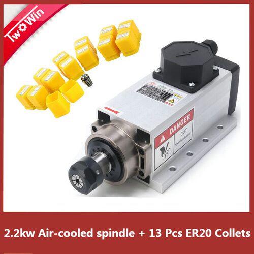 2.2kw Air Cooling Square Spindle Motor + 13 Pcs  ER20 Runout