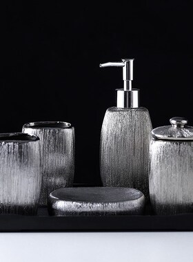 Electroplated Silver Ceramic Bathroom Accessories 6pcs Set W