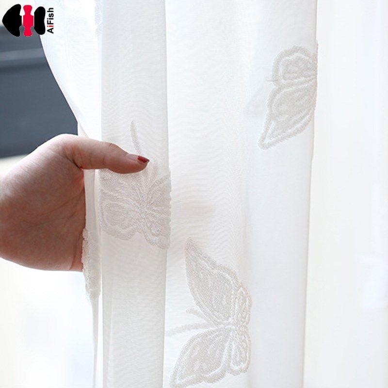 hot sales home decoration drapes white butterfly sheer wind