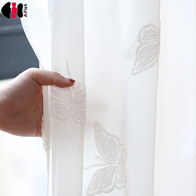 Hot Sales Home Decoration Drapes White Butterfly Sheer Wind