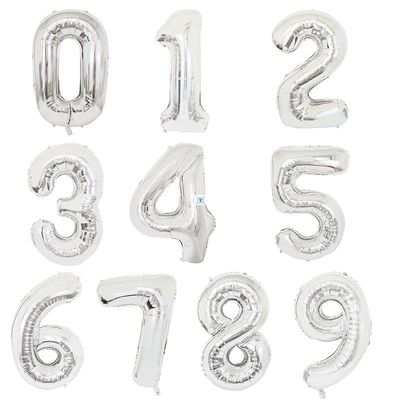 40inch Foil Silver Number Balloons  0 1 2 3 4 5 6 7 8 9 18