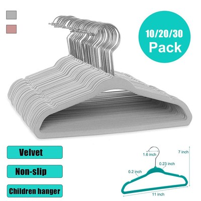 10/20/30 Pack Non-Slip Velvet Kids Hangers Clothes Hanger Ba