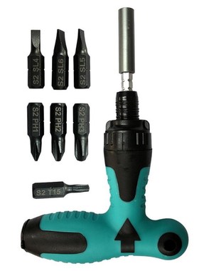 7pcs Ratchet Screwdriver Set T Type Wrench S2 Bit Multifunct