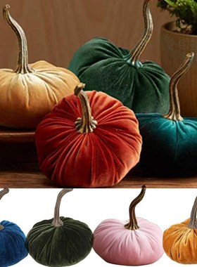 1 Pc Handmade Velvet Pumpk Decor Super Soft Stuffed Pumpkin