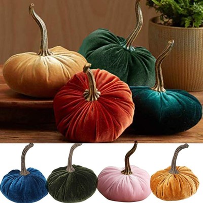1 Pc Handmade Velvet Pumpk Decor Super Soft Stuffed Pumpkin