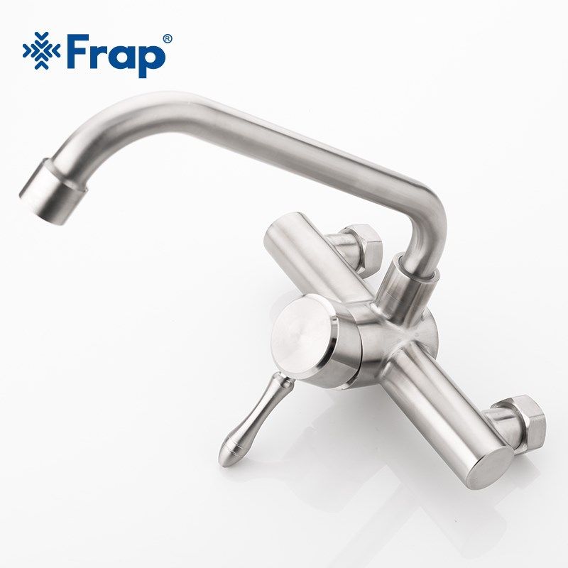 Wall Mounted Double Holes Flexible Kitchen Faucet Mixer Sink