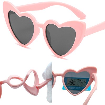 Rubber Polaroid Baby Girl Sunglasses for Children Heart 202
