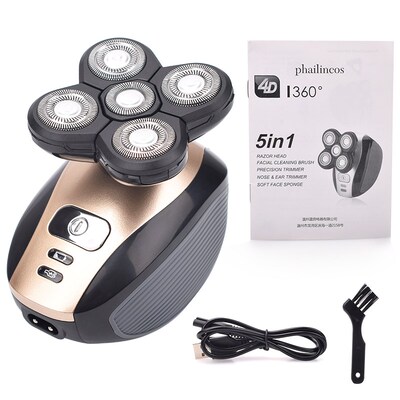 5 In 1 4D 's Rechargeable Bald Head Electric Shaver 5 Floati