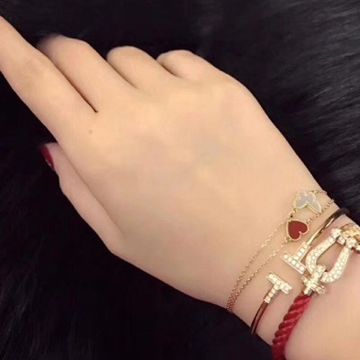 925 Sterling Silver braided rope horseshoe CLASP BRACELET de