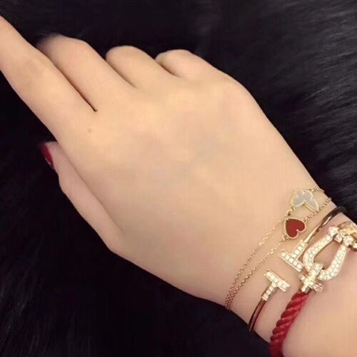 925 Sterling Silver braided rope horseshoe CLASP BRACELET de