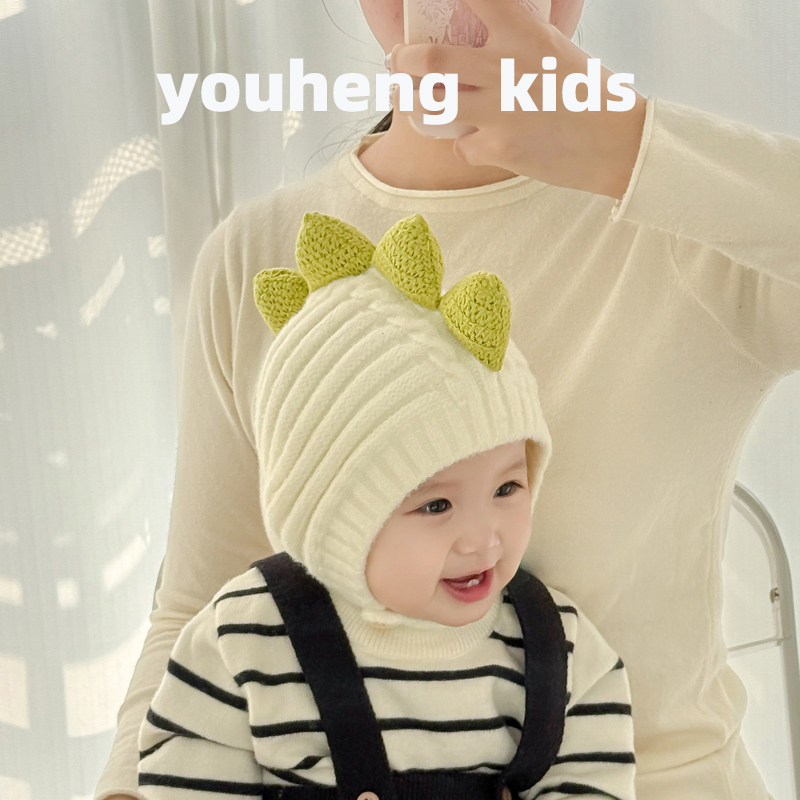 秋冬季宝宝护耳针织套头帽加厚保暖毛线帽毛绒恐龙婴儿男女童帽子,童装/婴儿装/亲子装,帽子,淘宝优惠券,粉丝福利购,淘宝优惠卷