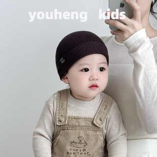 ins韩系春秋时尚宝宝毛线帽薄款针织瓜皮帽复古洋气儿童套头帽男