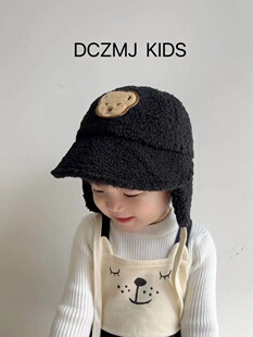 儿童帽子秋冬季护耳男童女童雷锋帽鸭舌护耳保暖中小童加绒加厚款
