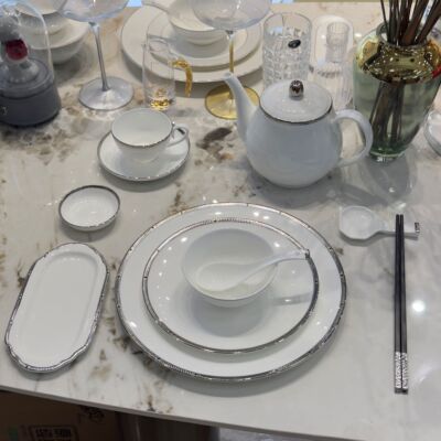 NIYA尼雅银汇瓷骨瓷餐具套装会所餐厅酒店家用摆台银边菜盘通用款