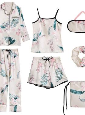 7p set Nightwear pyjamas Women Pajamas Pijamas sleeping wear