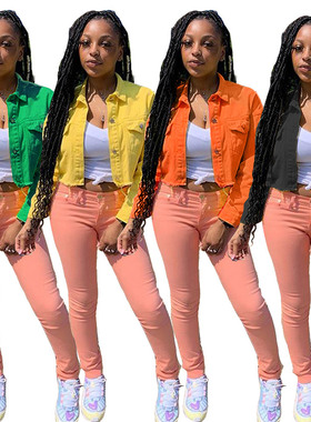 Autumn ladies long-sleeved denim jacket student short top