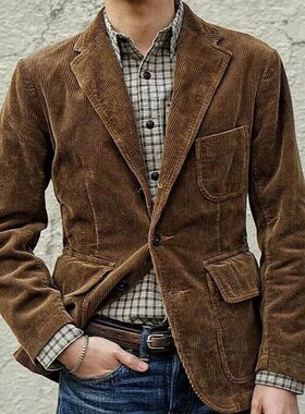 Autumn winter new men's lapel corduroy jacket suit coats man