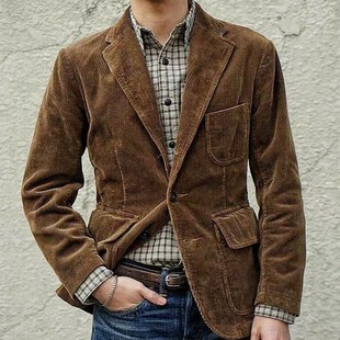 Autumn winter new men's lapel corduroy jacket suit coats man