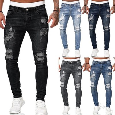 jeans for men pants jogger trousers ripped Denim Mens Biker