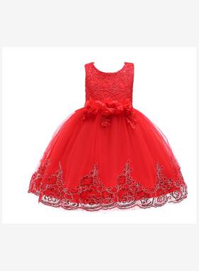 lace princess wedding dress girls party prom dress for kids