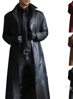 Long Leather Jacket For Men Coat Mens Black Clothes Jackets