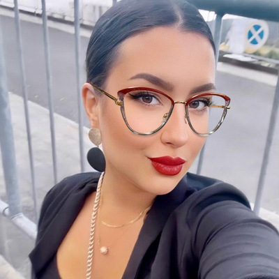 2023拼色近视眼镜框防蓝光眼镜optical glasses frames for women