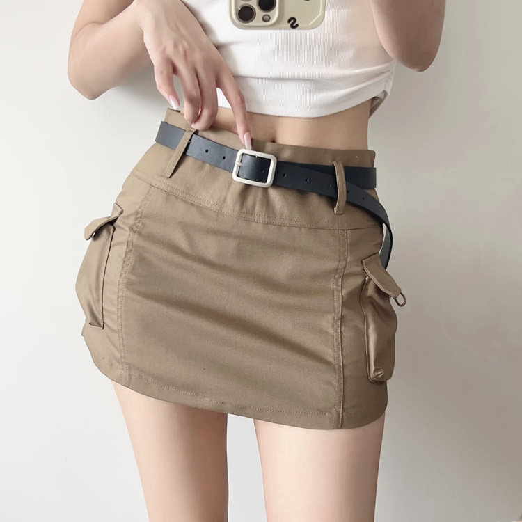 夏季立体口袋高腰工装短