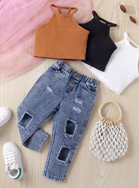 2pcs set shirt pants jeans clothes for kids girls baby girl