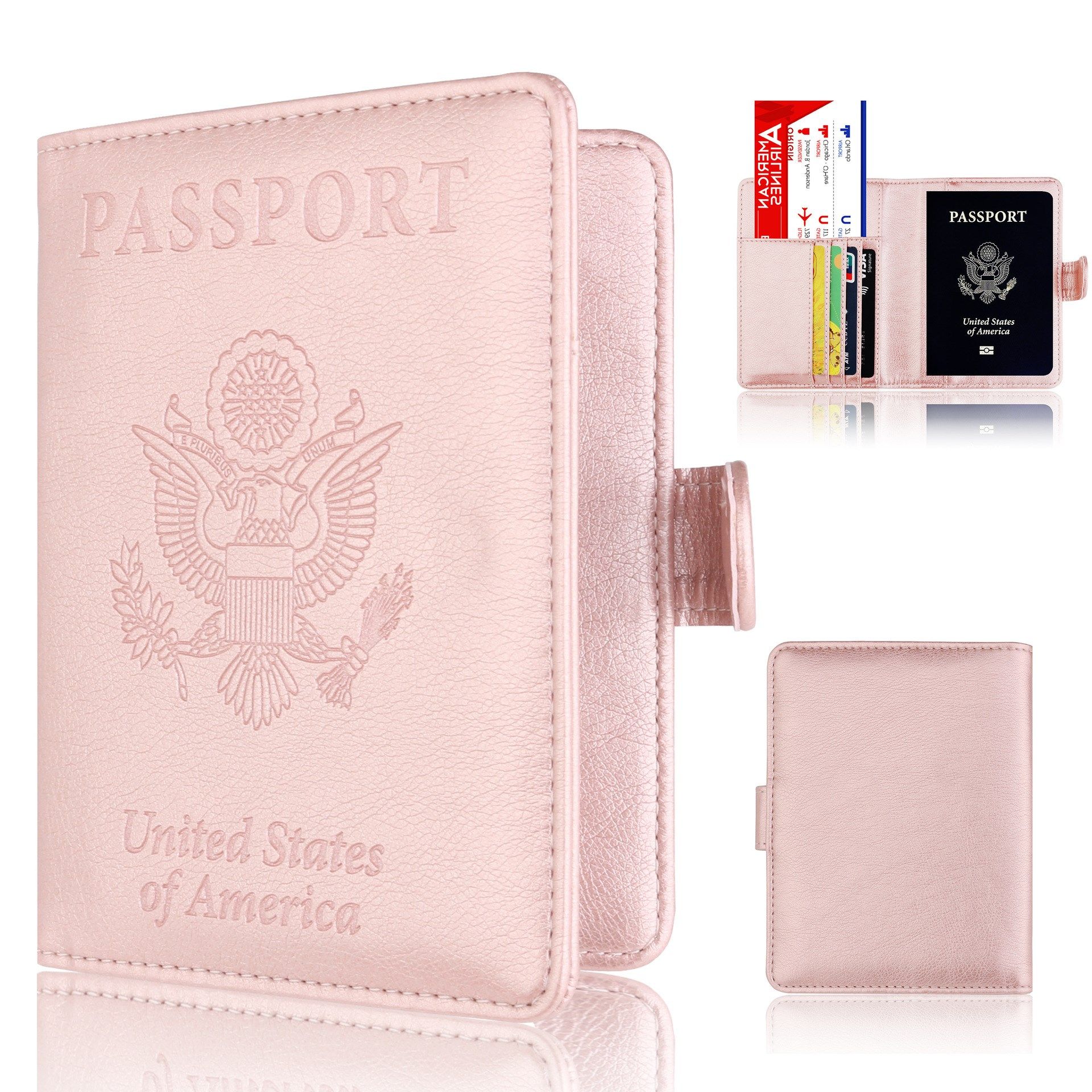防磁美国护照套搭扣护照夹卡套多卡位American passport holder