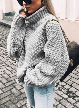 Women winter knitted dress loose turtleneck sweater blouse