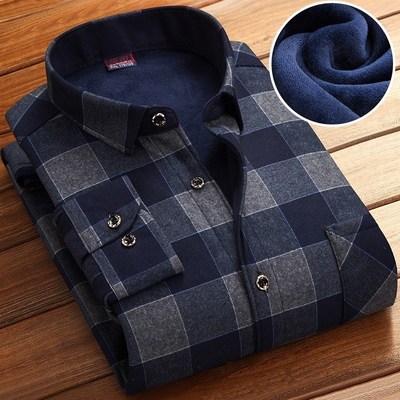 Winter Shirt Shirts For Men Thermal Fleece Warm 衬衫 Casual
