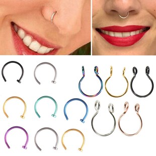 U Shaped Fake Nose Ring Hoop Septum Rings Stainless women