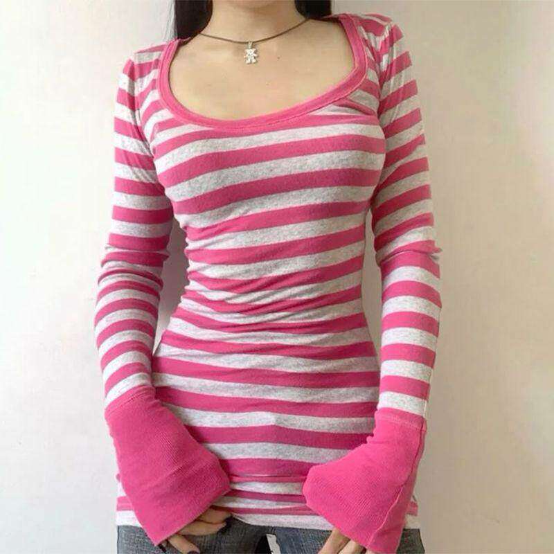 Long sleeved base casual T-shirt top for women