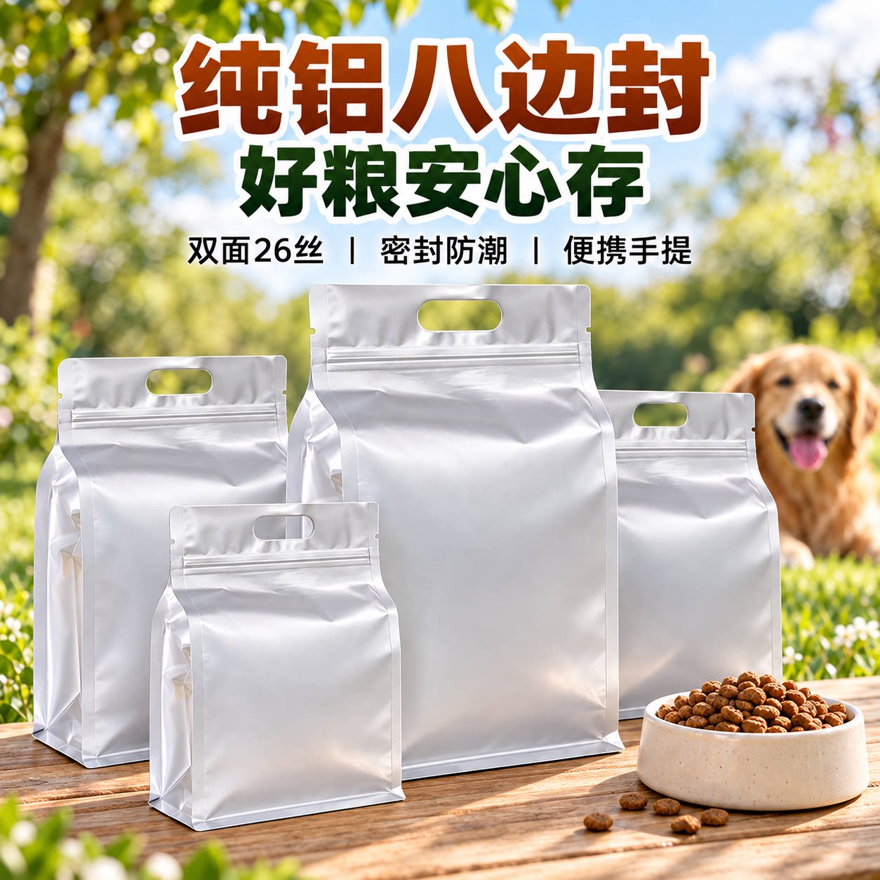 狗粮分装密封袋加厚纯铝避光防潮自封袋宠物冻干零食铝箔包装袋子