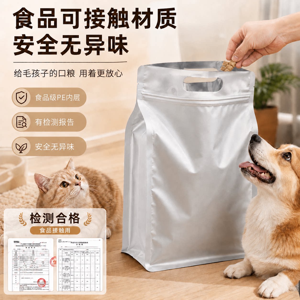 宠粮分装袋猫粮狗粮八边封防潮密封袋纯铝避光犬粮宠物零食自封袋