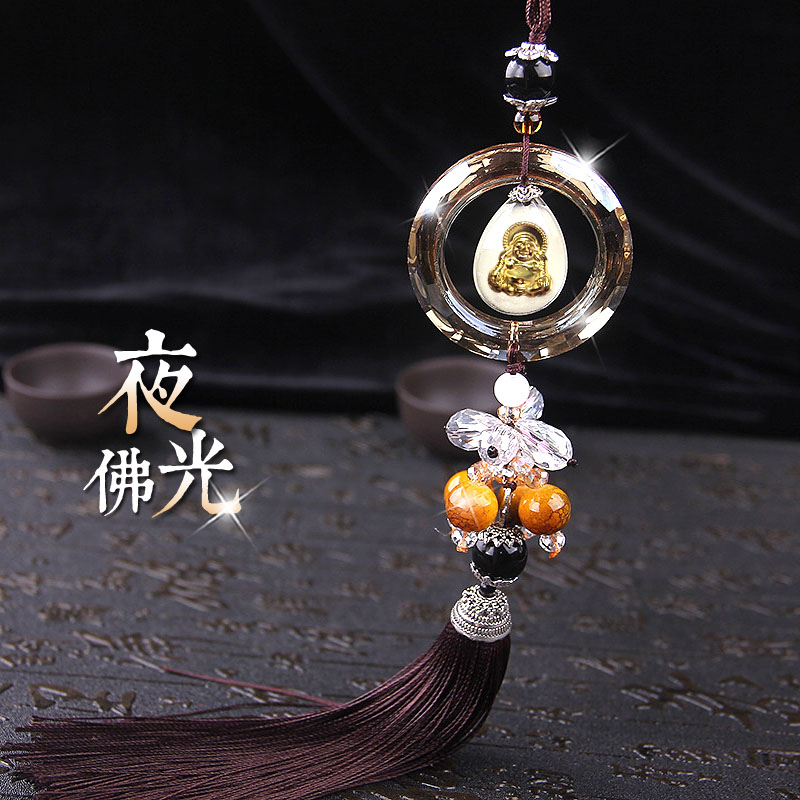 汽车水晶挂件保平安观音车内夜光吊饰生肖车载挂饰品男女车上吊坠