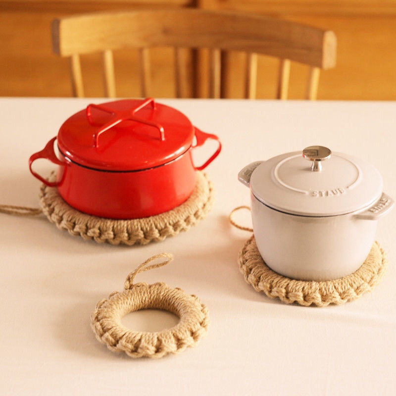 麻绳编织隔热锅垫锅圈手工制作隔热锅圈隔热砂锅垫热盆垫餐桌隔热